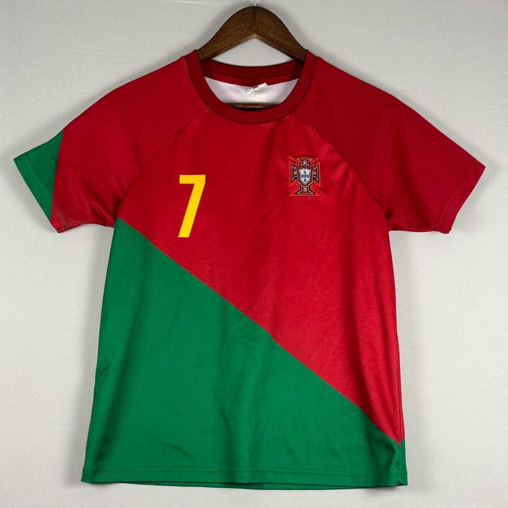 Unbranded Portugal Soccer Jersey Kids Size 28 Red Green Ronaldo 7 Excellent